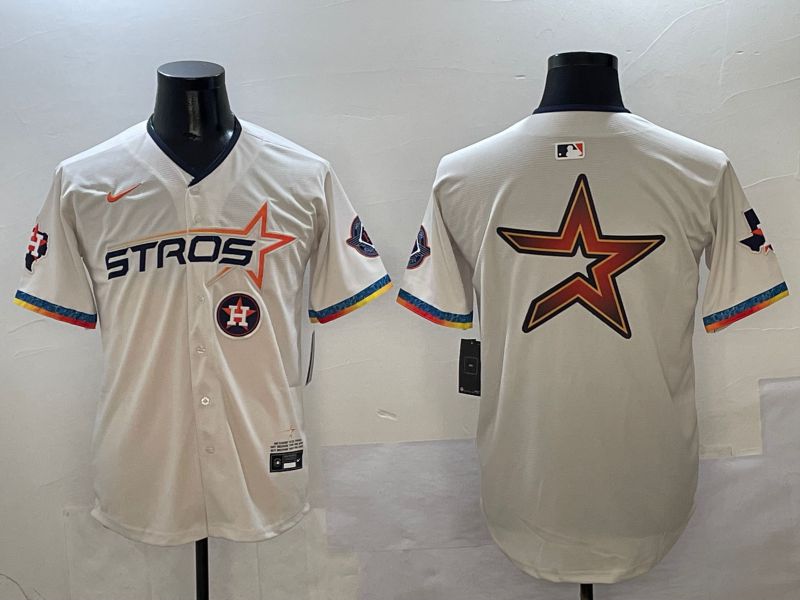 Men Houston Astros Blank Cream Fourth generation Joint Name 2025 Nike MLB Jersey style 4148->washington commanders->NFL Jersey